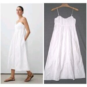 AYR The Hello Lover Dress white cotton midi sundress poplin women's Size XS